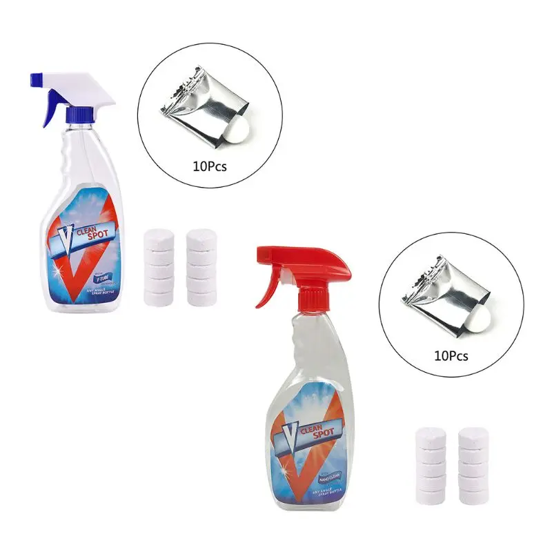 

10pcs/set Multifunctional Effervescent Spray Cleaner Clean Spot with Bottle 72XD