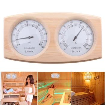 

NEW Wall Mounted Temperature Meter Sauna Room 20-140 degrees Household Wooden Sauna Thermometer Hygrometer About 14x26x5cm