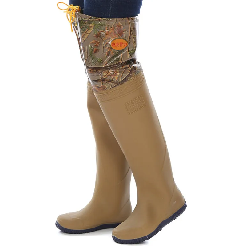Camouflage Waders Fishing PVC Soft Sole Shoes Unisex Multi transplant rice seedlings Boots 60cm height