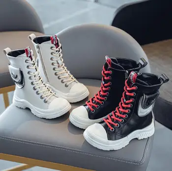 

2020 Kids Boots Winter Leather Plush Snow Boots For Girls Boys Casual Walking Leisure Outdoor Ankle Martin Shoes Short Boots