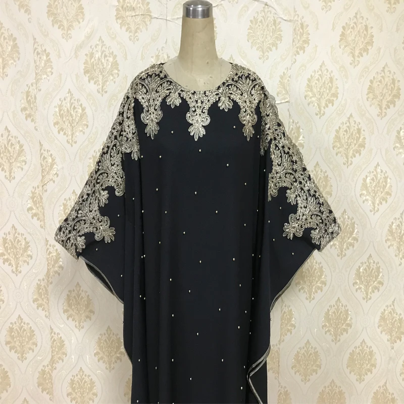 F835 AliExpress ebay мусульманский Дубай вышитый бисером с рукавами "летучая мышь" халат большого размера Женская