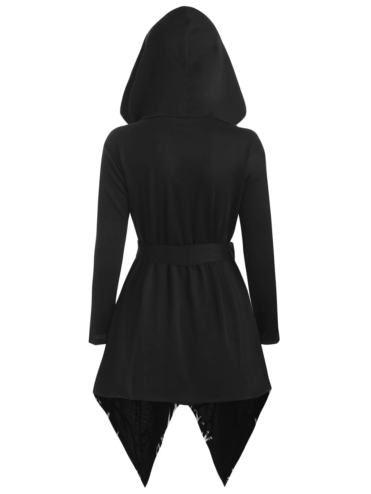 ROSEGAL 5XL, туника большого размера с принтом дерева, длинное пальто на Хэллоуин, Женское пальто большого размера, готическое пальто с капюшоном и поясом, Длинная зимняя верхняя одежда