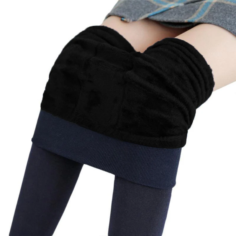 Warm Women's Plus Velvet Winter Leggings Ankle-Length Keep Warm Solid Pants High Waist Large Size Women Leggings 1