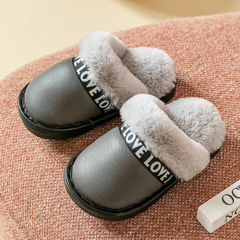 

2020 stylish size 20-44 Parent-child indoor fur slppers home winter shoes children waterproof boys girls women indoor slippers