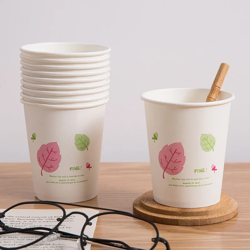 100pcs/pack 250ml Household Disposable Paper Cups Thick Coffee Water Cup Party Supplies