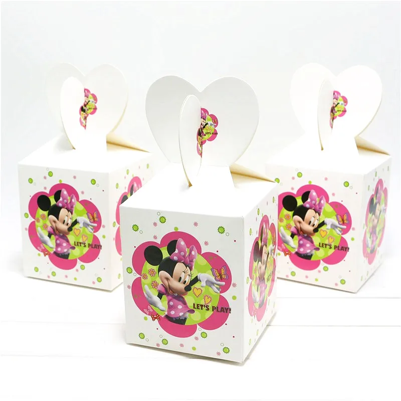 

6PCS Minnie Mouse Candy Box Happy Birthday Party Decorations Children Welcome Minnie Mouse Wedding Decorations