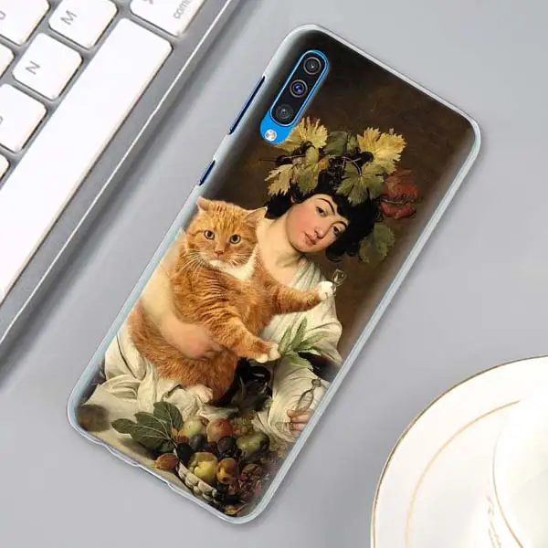 H07 Забавный да Винчи MonaLisa/Pat кошка художественный чехол для samsung Galaxy A10s A20e A30 A40 A50 A50s A60 A70 A80 A6 A8 плюс A7 A9 Хар - Цвет: H07