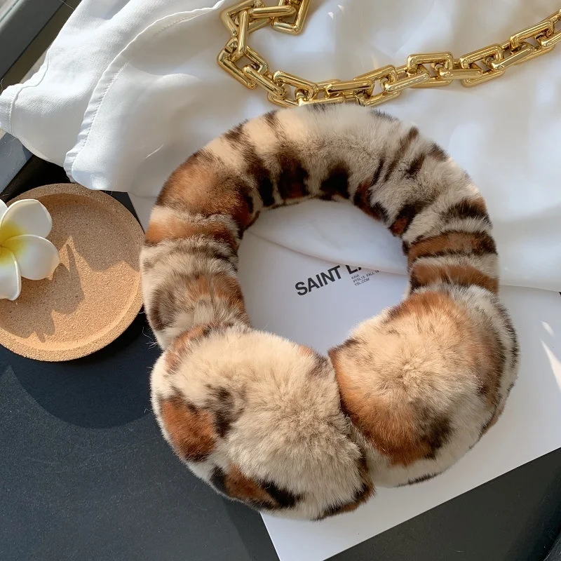 Ear Muffs Winter Fur Rabbit Cute Headphones Women Genuine Real Rabbit Fur Warm Ear Warmer Headbands Bandage Female