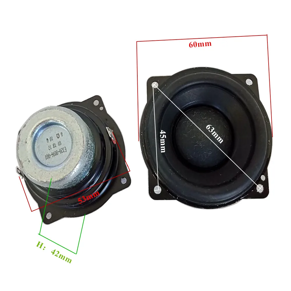 

2PCs 2.25 Inch Rb Magnetic Loudspeaker 10W 8Ohm Full Range Long Stroke 60*60mm Audio Sound Speaker Small Steel Gun DIY Part