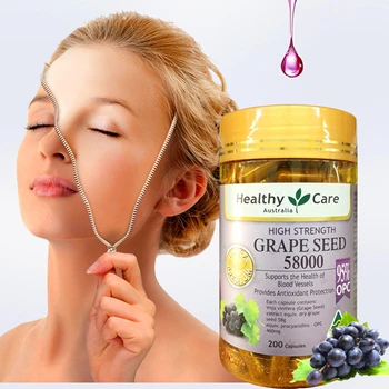 Healthy Care Grape Seed Extract 58000 200Caps Women Beauty Skin Care Capillaries Health Antioxidant Against free radical damage