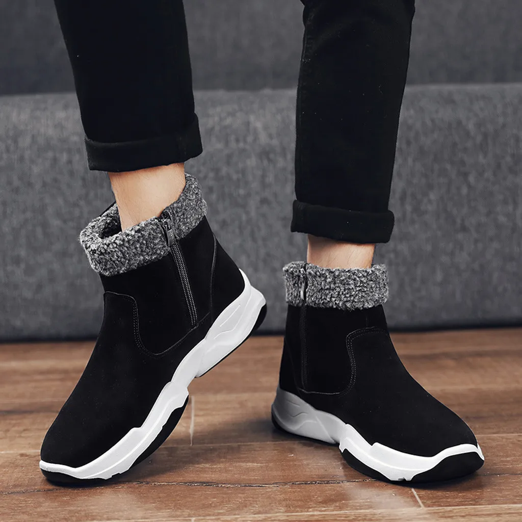 

Men Hiking Shoes Mid-top Outdoor Sneaker Men Leather Trekking Boots plush Camping Climbing boots plush Hunting Sneakers#1104g5