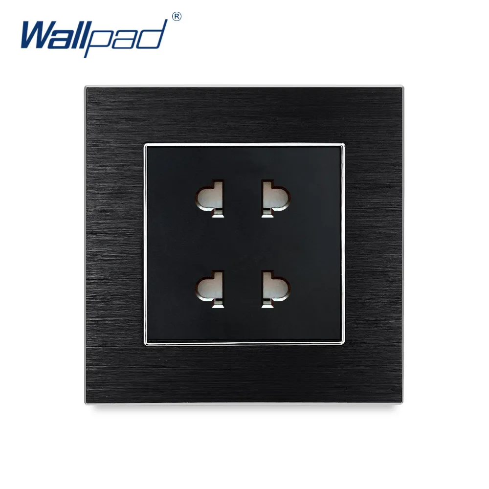 4 контакта универсальная розетка Wallpad Роскошная атласная металлическая панель