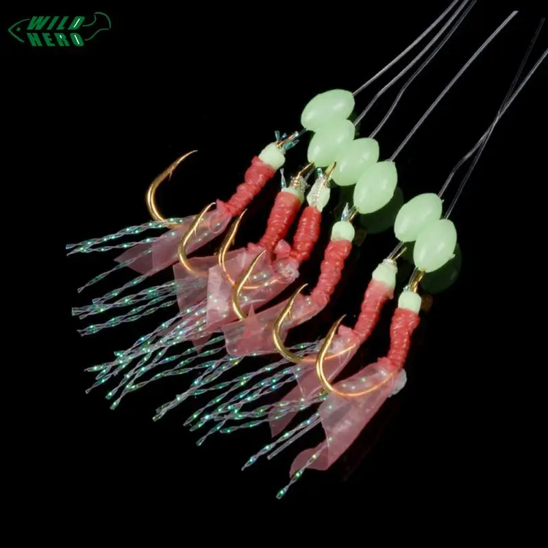 Wildhero Fishing String Hooks Fishhooks For Swivel Jig Luminous Gold-plated Fish Skin /ve | Спорт и развлечения
