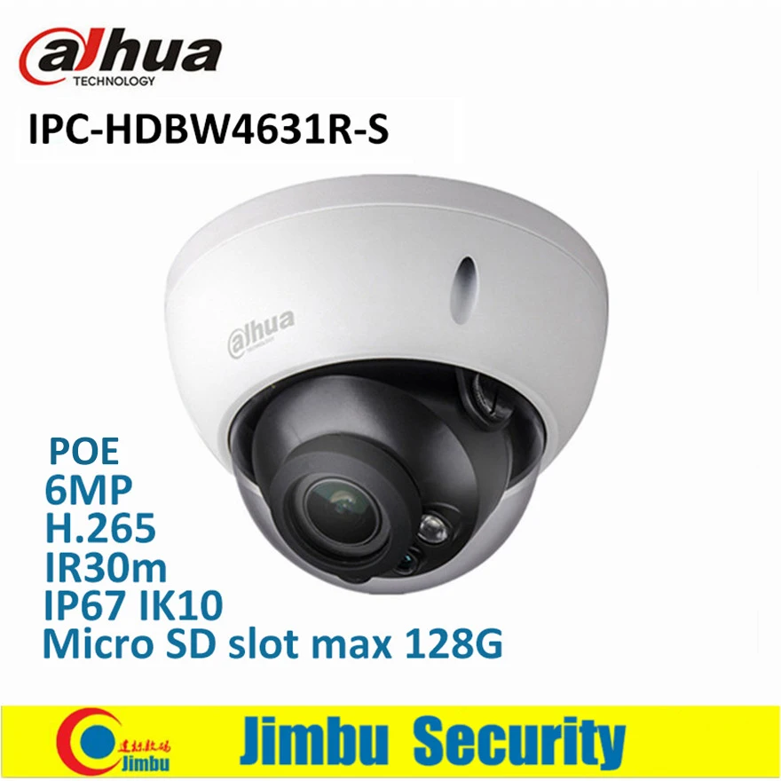 Dahua ip-камера 6MP POE IPC-HDBW4631R-S поддержка sd-слота IR30m IK10 IP67 cctv камера английская прошивка и многоязычная прошивка