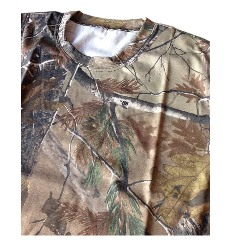 Outdoor Cotton Comfortable Bionic Camouflage Hunting Fishing Summer Short-Sleeve T-Shirt Casual Loose Climbing Camping Shirt combat shirts,men outdoor jacket,camouflage hoodie,combat suit