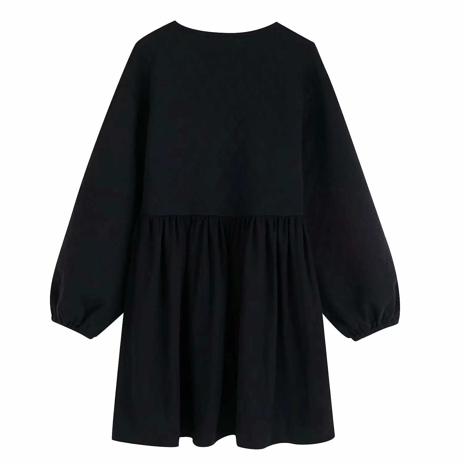 

2019 Autumn And Winter New Style Versitile Fashion Loose-Fit peng peng xiu Dress Simple Solid Color Elegant Black Dress Short Sk