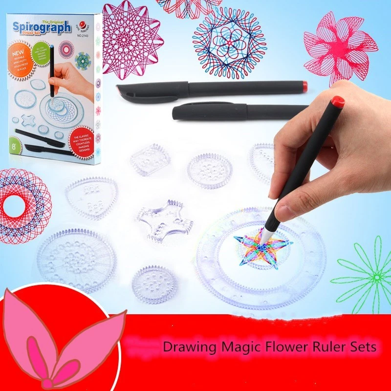 Baby Girls Boys Simple Creative Art Sets Child Art Painting Ruler Track Model Educational Toys Drawing Magic Flower Ruler Sets Drawing Toys Aliexpress