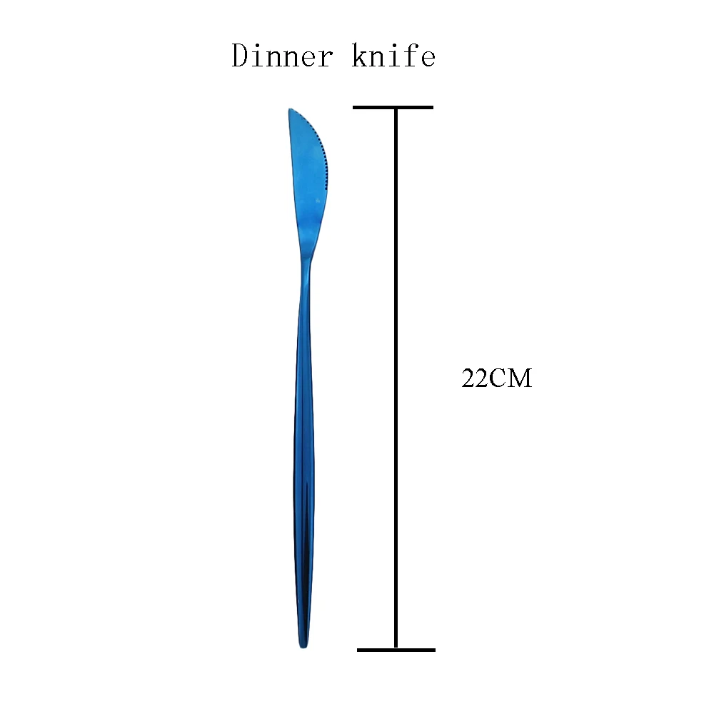 Dinnerware Set Purple Tableware Dinner Set 18/10 Stainless Steel Cutlery Set Knife Fork Spoon Silverware Set Home Flatware Set - Цвет: blue dinner knife