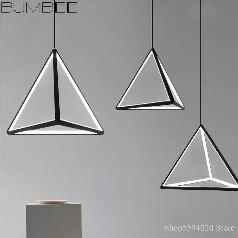 

Modern Geometry Triangle Pendant Light Nordic Dimmable Black Led Hanging Lamp Suspension Luminaire Living Room Pendant Lamparass