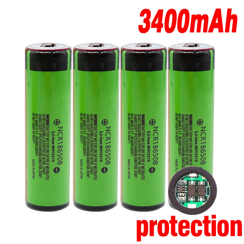 18650 аккумулятор 3400 мАч 3,7 в литиевая батарея для NCR18650B 3400 мАч подходит для фонарика для Panasonic плата защиты батареи