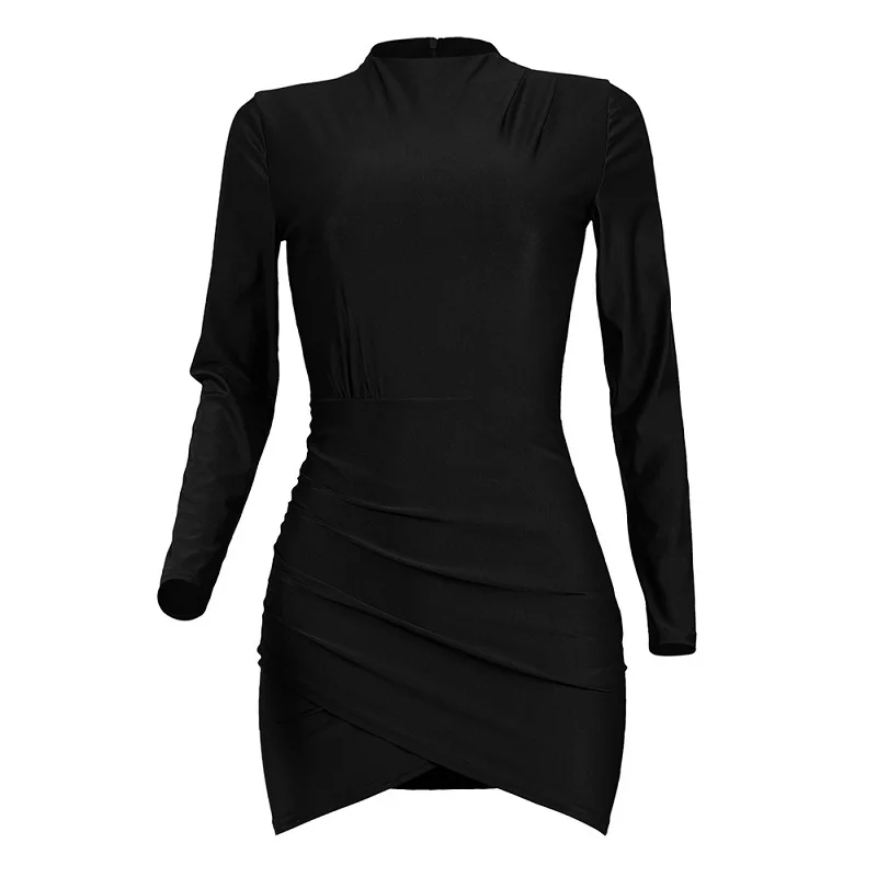 Для женщин Повседневное повязки вечерние весеннее платье с длинным рукавом облегающее мини платье Vestidos - Цвет: Черный