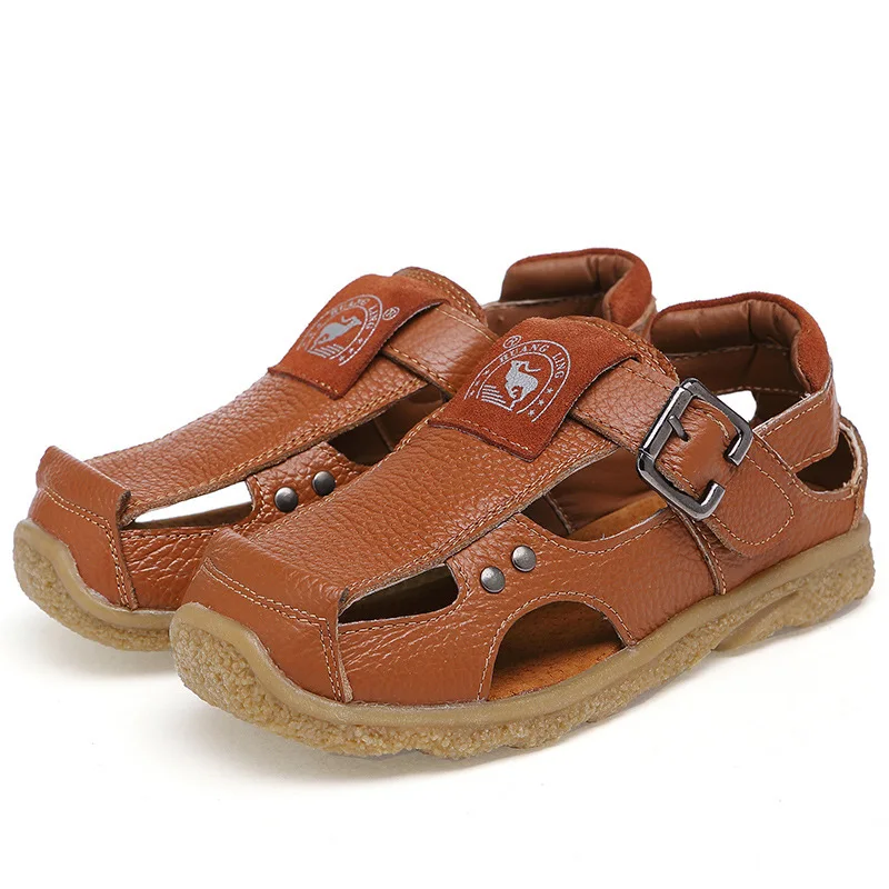 

HUANGLING CHILDREN'S Shoes New Products Cowhide BOY'S Sandals Beach Porous Children Closed-toe Sandals