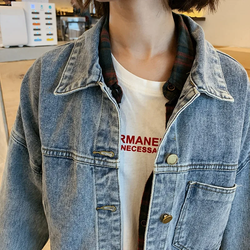 

Cool Jeans Coat Women's Spring And Autumn 2019 New Style Loose-Fit Versatile Slimming Korean-style Short Cowboy Long-sleeved Coa