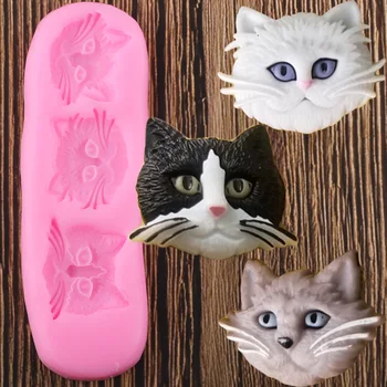 

Cute Cat Face Silicone Molds Polymer Clay Candy Chocolate Gumpaste Mold DIY Party Cupcake Topper Fondant Cake Decorating Tools