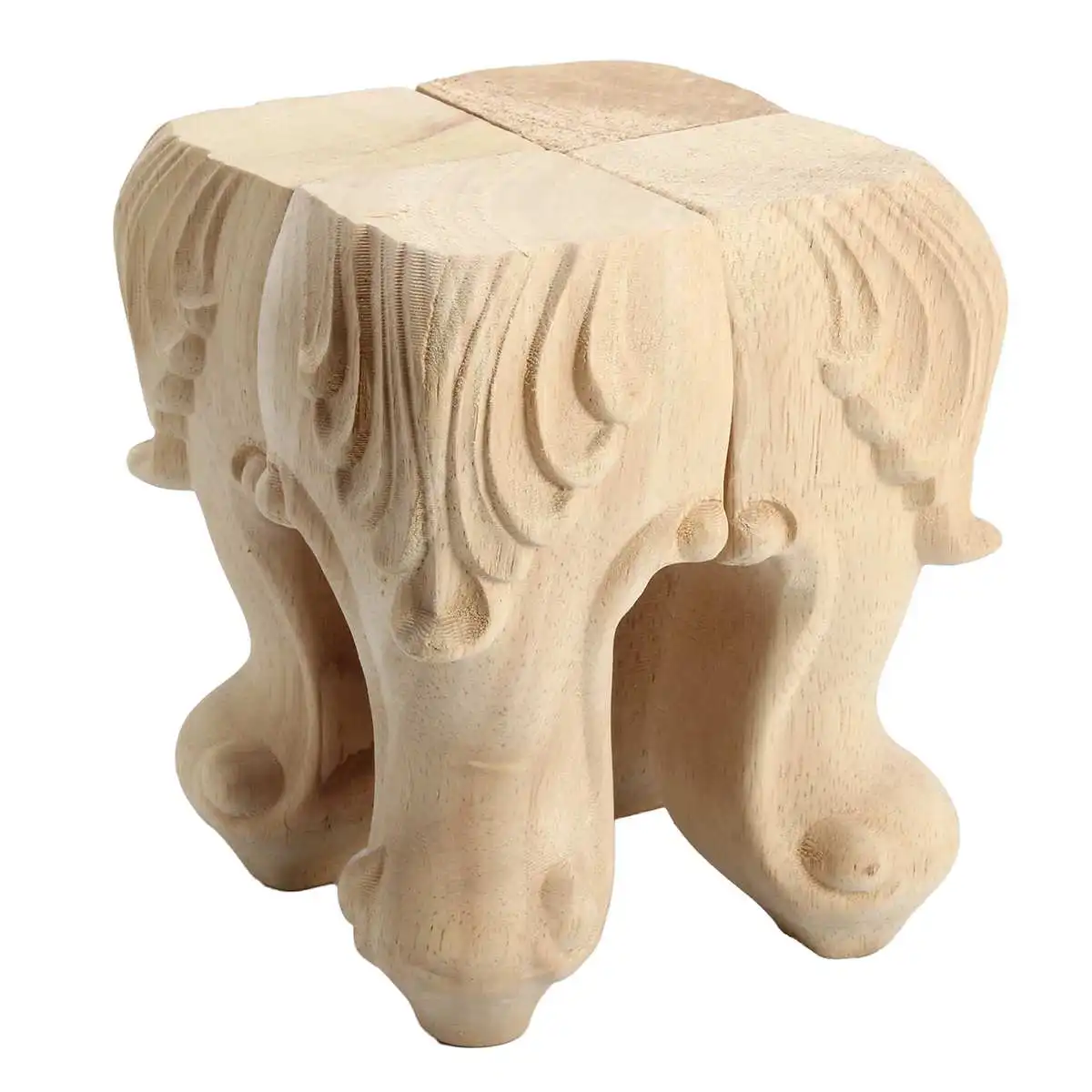 

4Pcs Furniture Legs for Sofa TV Cabinet Seat Feets Art Carved Decorative European Style Solid wood Furniture Foot Legs 15cm