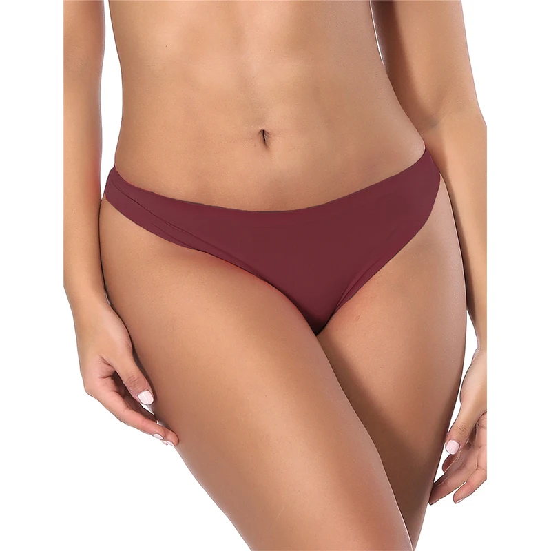 Ohyeahlover, бесшовные трусики-стринги, мягкое сексуальное нижнее белье с низкой посадкой, нижнее белье, хлопок, промежность, Прозрачное нижнее белье для женщин, удобное, PL5030 - Цвет: Dark Red Panties