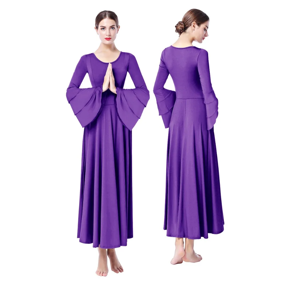 purple Балетное платье для женщин, длинное платье для взрослых женщин, элегантный балетный танец, плиссированное платье для танцев, платье для литургических танцев - Цвет: purple