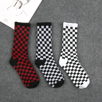 

Korea Funky Harajuku Trend Women Checkerboard Socks Geometric Checkered Socks Men Hip Hop Cotton Unisex Streetwear Novelty Socks