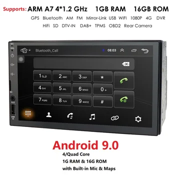 

Universal Android 9.0 7 Inch 2 Din Car Navigation Quad Core Car DVD player GPS Wifi Radio 1GB RAM 16GB ROM 4G Bluetooth DVR CD