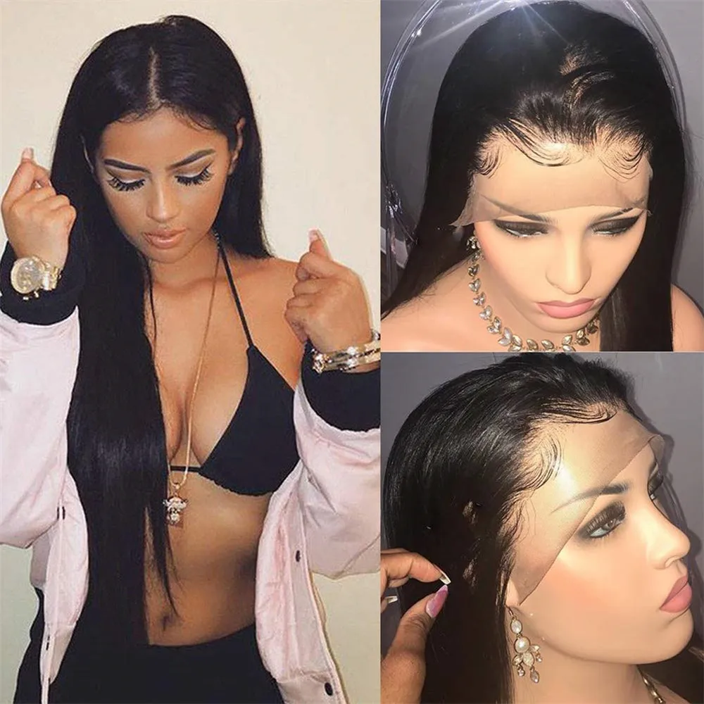 13*4 парики фронта шнурка длинные прямые термостойкие синтетические волосы для