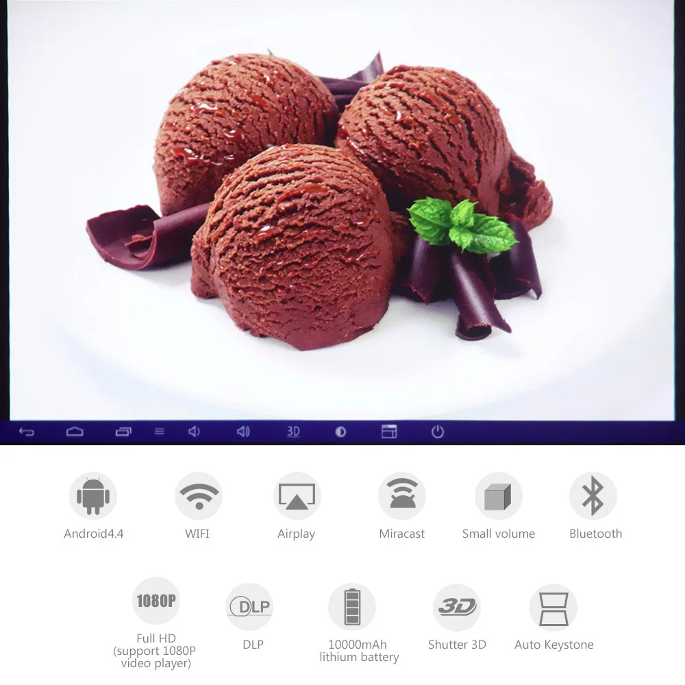 Rigal DLP проектор RD601 Full HD Android WIFI 10000 мАч батарея карманный видео светодиодный мини