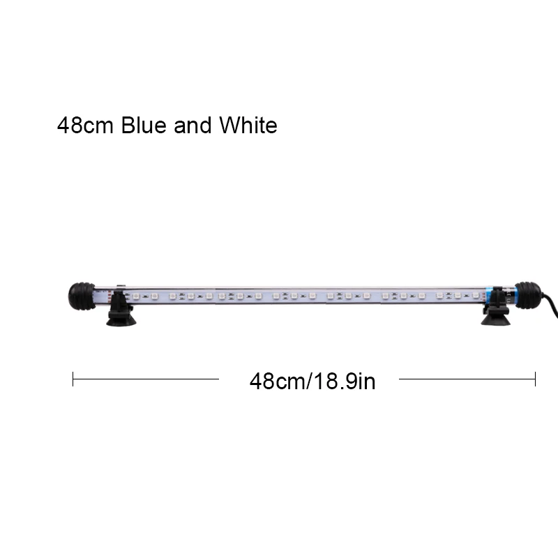 Blue and white 480mm 220 В AU Мощность штекер rgb-пульт дистанционного аквариумный светильник аквариума Водонепроницаемый 5050 SMD светодиодный бар светильник водных лампа погружной 18-48 см - Цвет: Blue and white 480mm