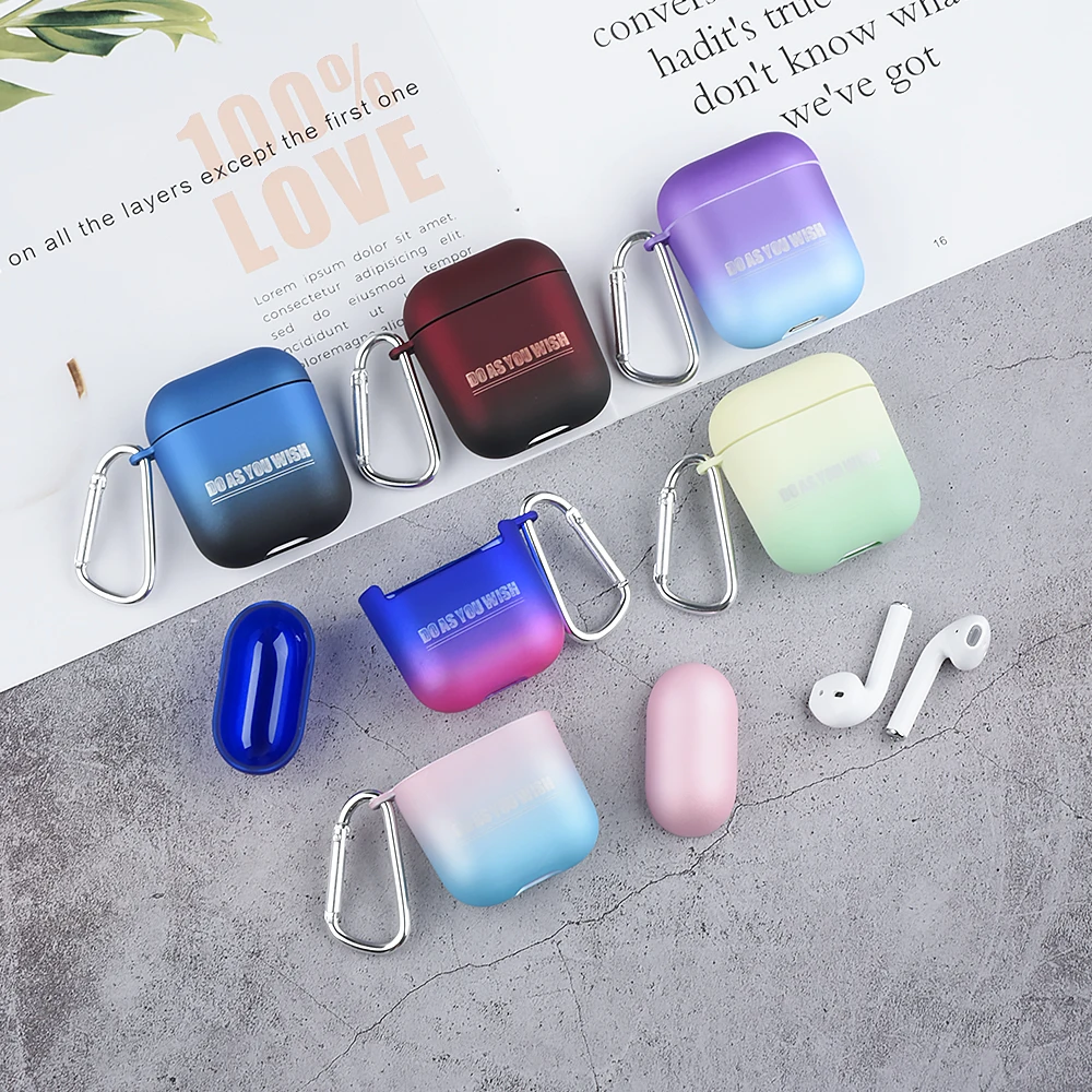 Градиентный футляр для наушников для Airpods 2, модные матовые Беспроводные наушники с Bluetooth, чехол для зарядки, чехол для Apple AirPods