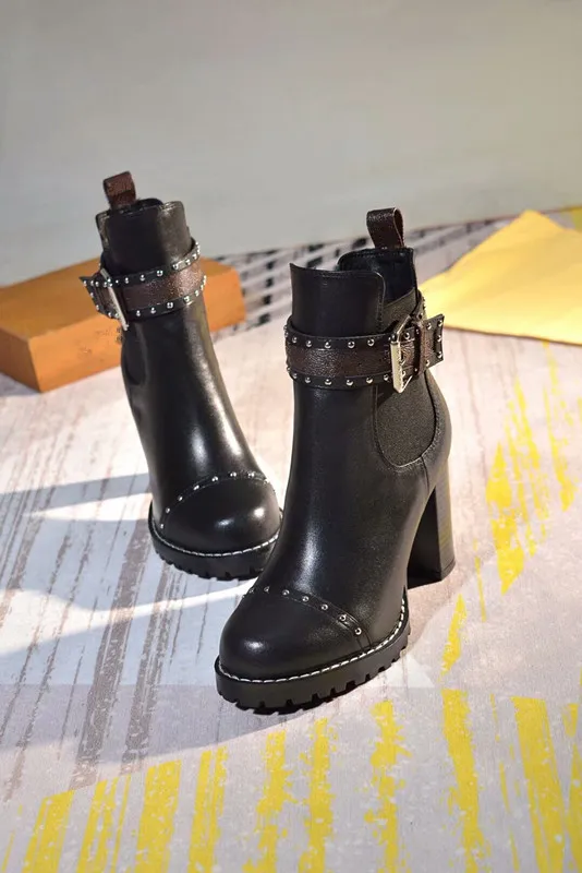 

Fashion Women Ladies Round Toe High Heel Ankle Boots Zipper Autumn Winter Block Heel Platform Booties