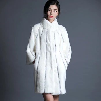 

High Quality Imported Mink Fur Coat Women With Snakeskin Winter Thickening Warm Jackets Luxury abrigos mujer MF283