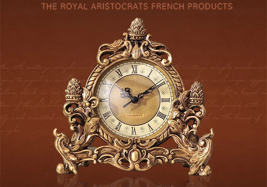 Description Picture 2 of itemEuropean Style Retro Clock Desk & Table Analog Clock Battery Operated with Silent Sweep Mechanism, Decoration Clock for Home