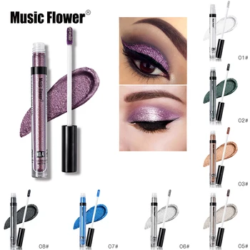 

Music Flower Cosmetic Glitter Metallic Liquid Eye Shadow Pearly Shimmer Eyeshadow Gel Waterproof Shiny Eyes Cream Brighten