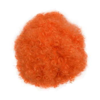 

Halloween Men Women Orange Curly Afro Circus Clown Wig