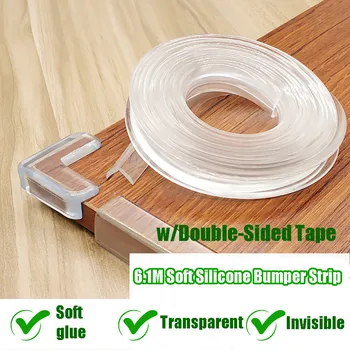 

Transparent Silicone Tape Double-sided Tape Transparent Notrace Crash Table Side Wall Child Bumper Transparent Silicone Strip#30