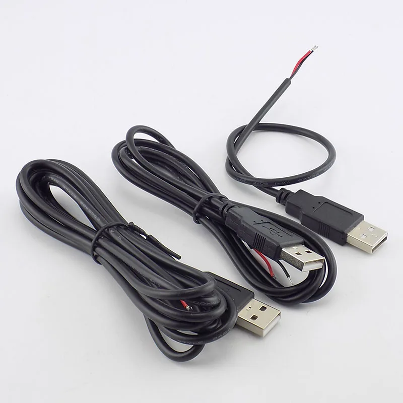 0,3/1/2 M DC 5V USB 2,0 Тип A входящий штекер 2 Pin кабель Питание зарядное устройство для смарт-устройств Разъем DIY провода N11