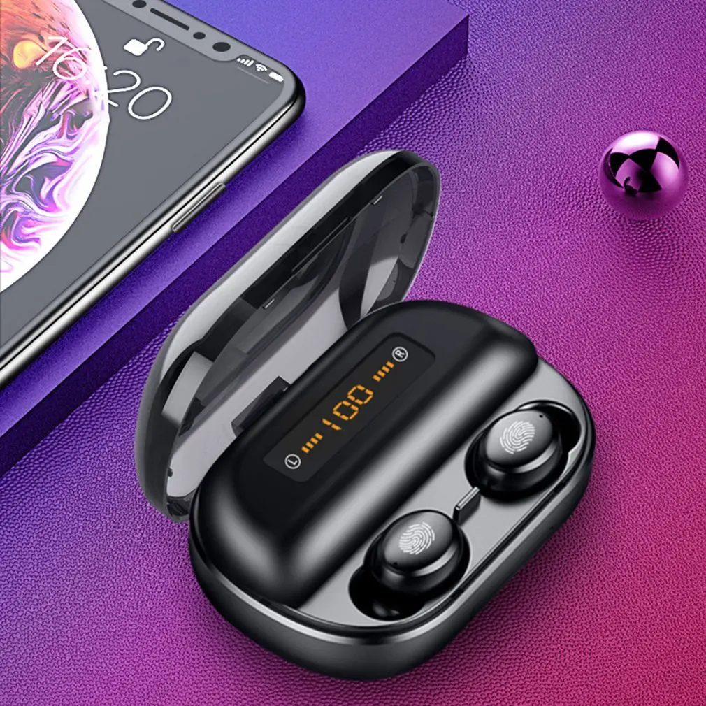 V11 V5.0 Bluetooth стерео наушники беспроводные IPX7 водонепроницаемые сенсорные наушники гарнитура 3300 мАч светодиодный чехол с аккумулятором type-c
