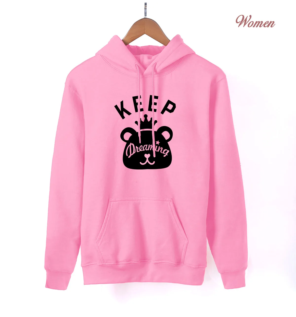 Keep Dreaming Kawaii толстовки с принтом медведя весна осень женские Kpop Толстовки синий теплый флис Harajuku худи - Цвет: pink 1