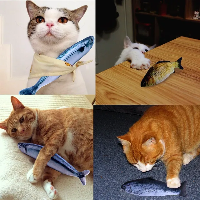 Plush Cat Fish Toy Cat Scratcher Catnip Toy Interactive Simulation Fish Cat Mint Fidget Toys Stuffed Playing Toy For Cat Kitten 6