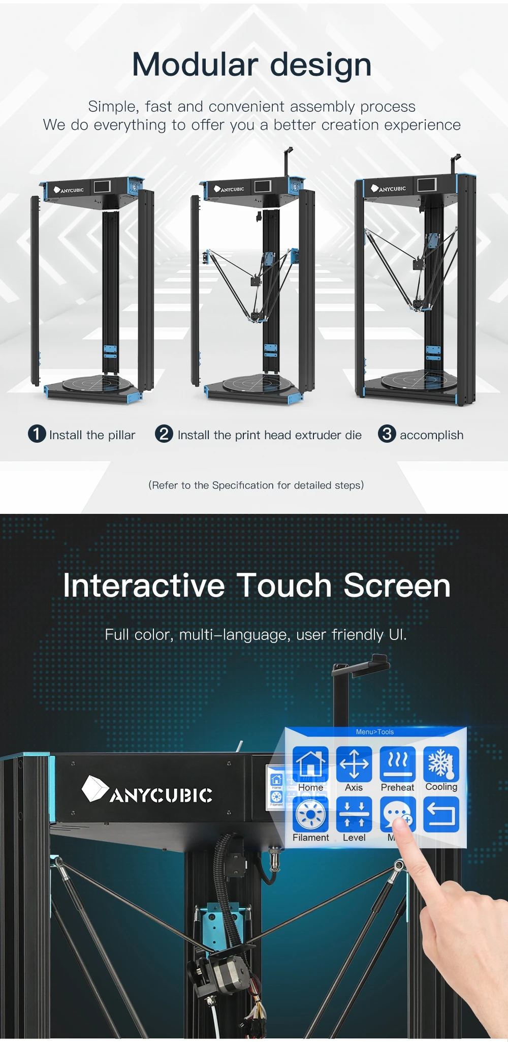 ANYCUBIC Predator 3d принтер предварительно собранный ультрабук 3d Принтер Комплект Impresora 3d профессиональный 370*370*455 мм imprimante 3d