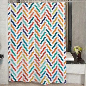 

Colorful geometric printed shower curtain home decorative bath curtains for bathroom waterpoof fabric with 12 hooks 60x72 72x72