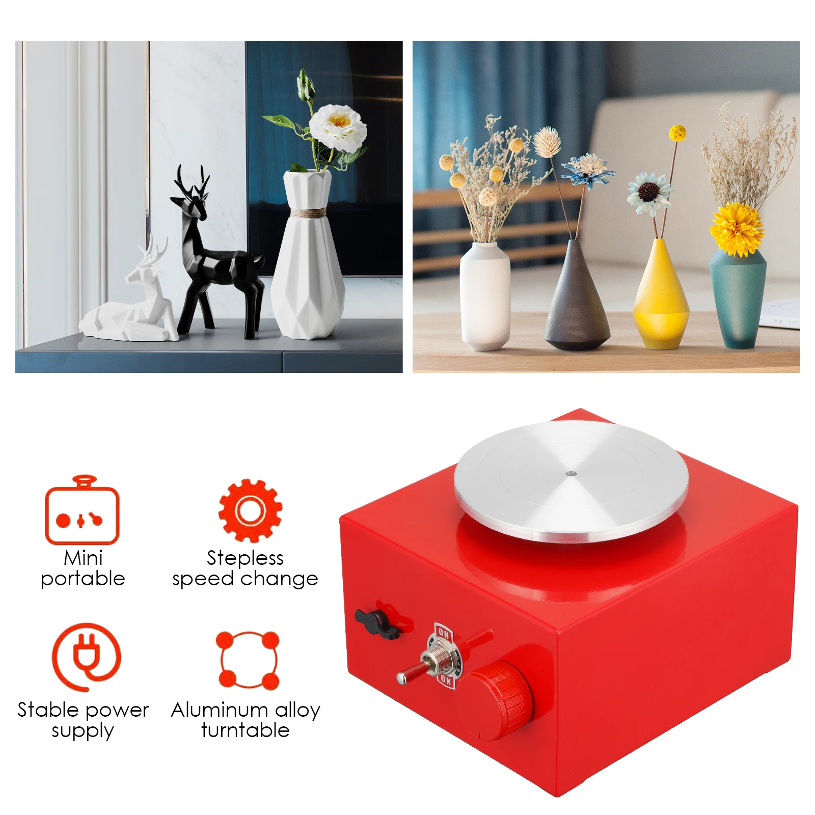 Potter's Wheel DIY Craft Ceramic Tools Mini Turntables Pottery Wheel Pottery Machine Electric Clay Tools with Tray